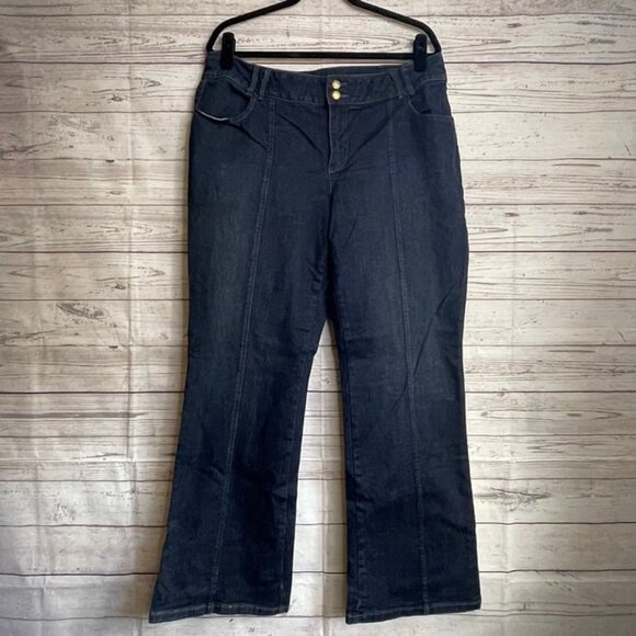 Lane Bryant Dark Wash Double Button Center Seam Jeans, Size 16 - Picture 1 of 8
